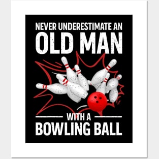 Cute Bowling Women Men Grandpa Bowler Team Bowlin Lane Spare Posters and Art